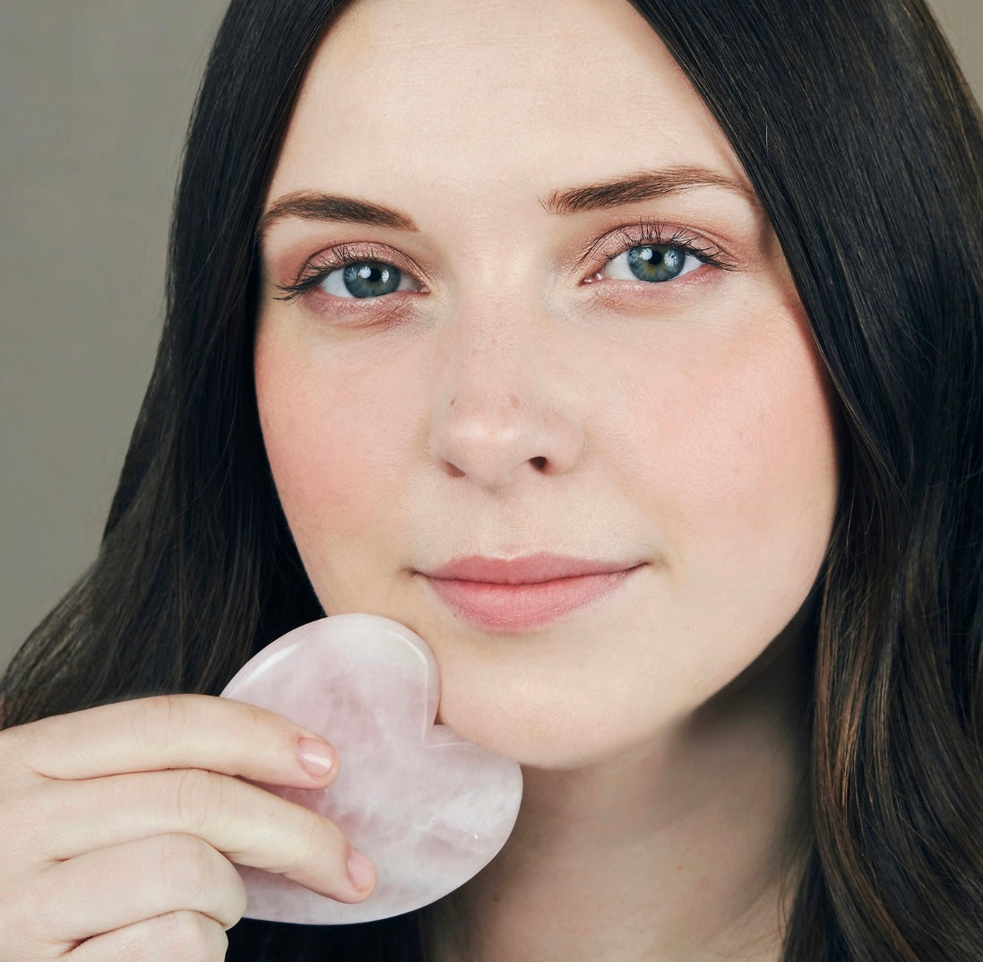 Face Sculpting Rose Quartz Gua Sha Heart